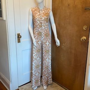 Jumpsuit size medium white and gold